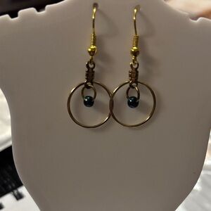 Elegant Gold and Blue Hoop Earrings